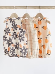 Orange Floral Baby Vest Rompers 3 Pack - Image 2 of 11