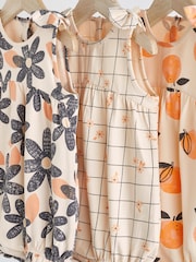 Orange Floral Baby Vest Rompers 3 Pack - Image 3 of 11
