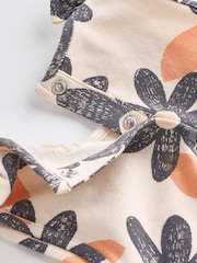 Orange Floral Baby Vest Rompers 3 Pack - Image 6 of 11