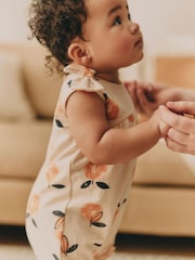 Orange Floral Baby Vest Rompers 3 Pack - Image 9 of 11