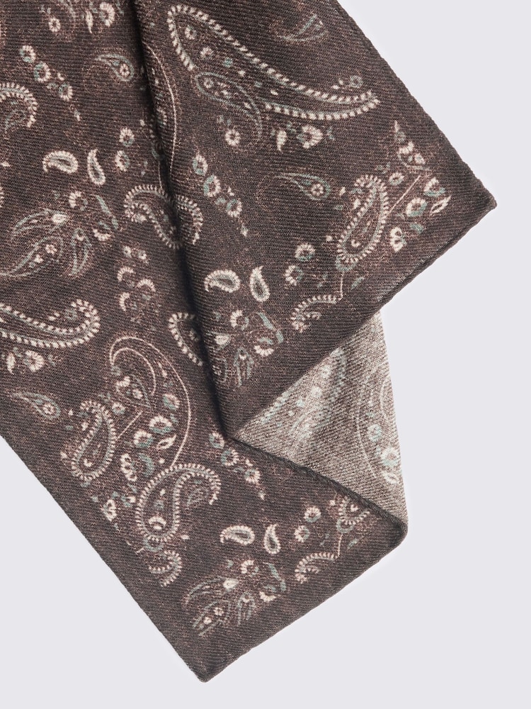 MOSS Brown Bottinelli Wool Paisley Pocket Square - Image 2 of 2