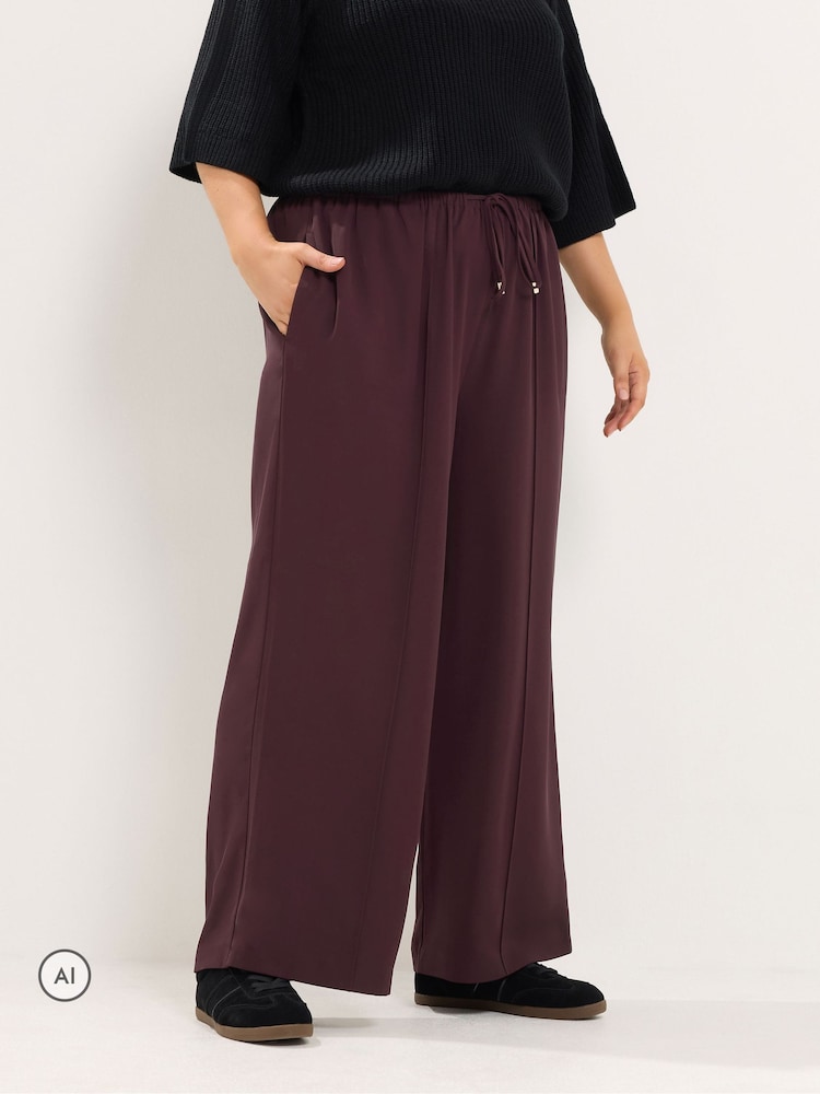 Yours Curve Red Wide Leg Trousers - Image 1 of 6