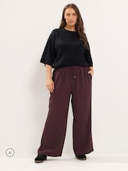 Yours Curve Red Wide Leg Trousers - Image 2 of 6