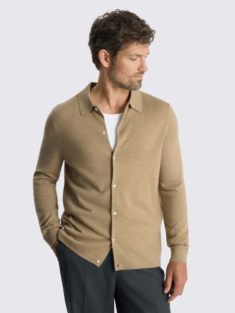 MOSS Camel Brown Merino-Blend Shirt - Image 1 of 3 MOSS Camel Brown Merino-Blend Shirt - Image 1 of 3