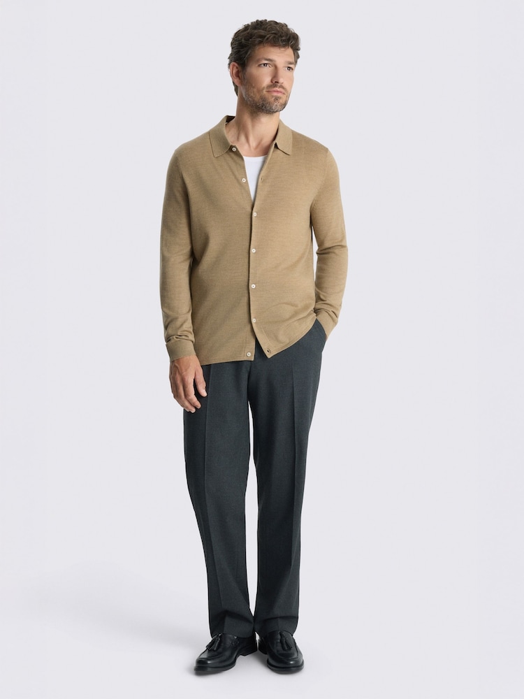 MOSS Camel Brown Merino-Blend Shirt - Image 3 of 3 MOSS Camel Brown Merino-Blend Shirt - Image 3 of 3