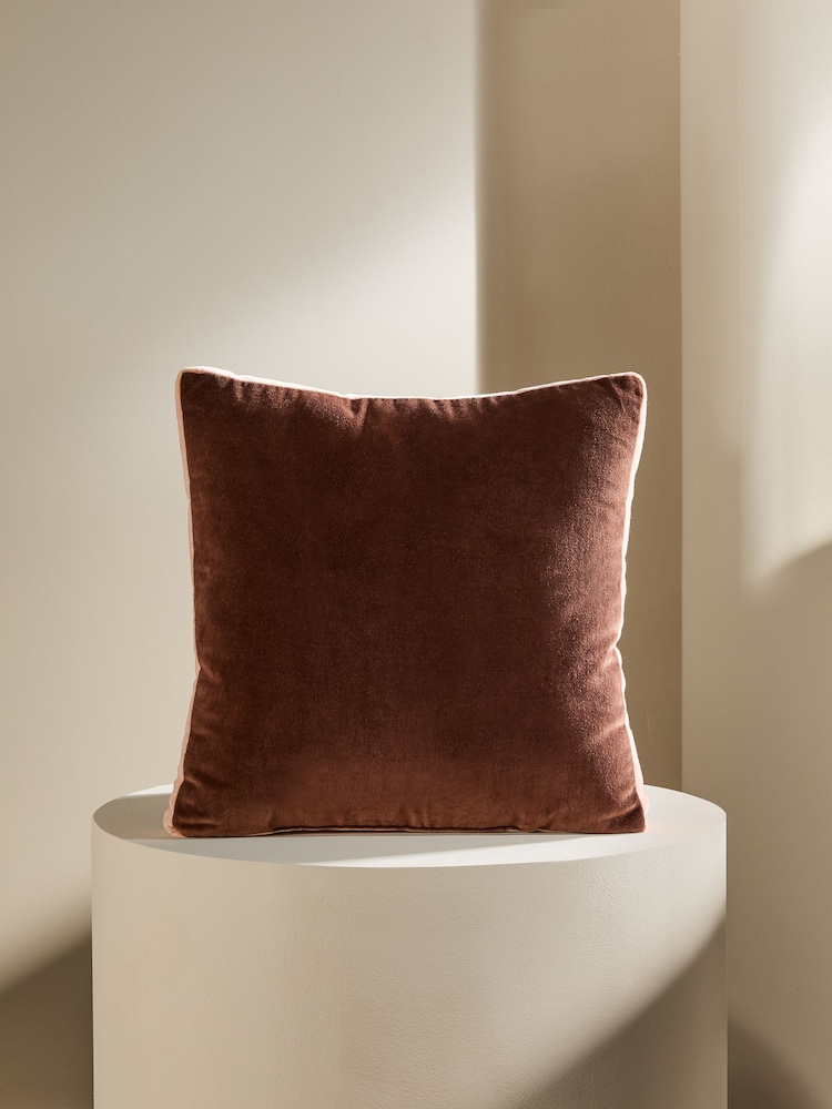MADE.COM Brown Petra Cotton Velvet Boxy Cushion - Image 3 of 3