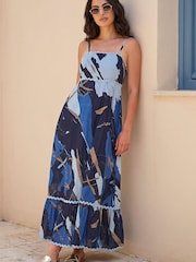 Roman Blue Abstract Ric Rac Maxi Dress - Image 2 of 4
