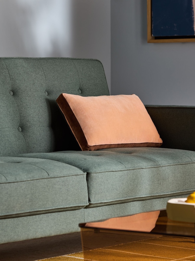 MADE.COM Peach Pink Petra Cotton Velvet Boxy Cushion - Image 1 of 3