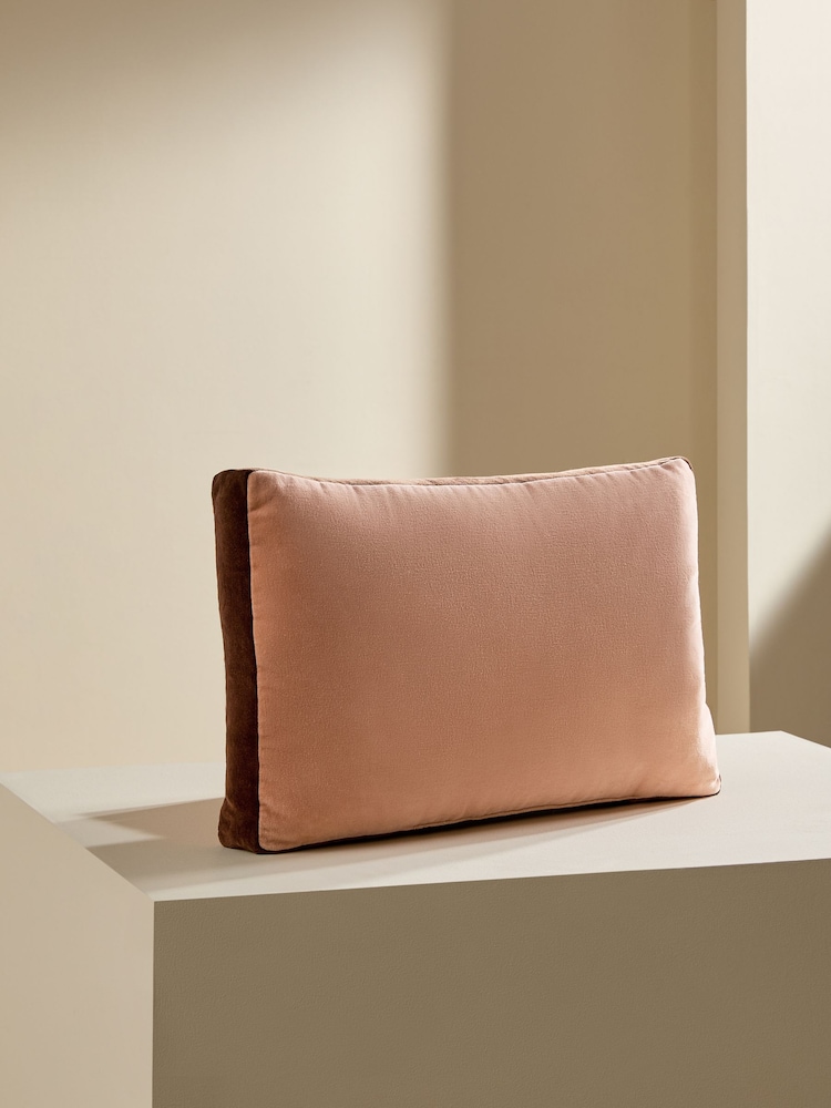MADE.COM Peach Pink Petra Cotton Velvet Boxy Cushion - Image 3 of 3