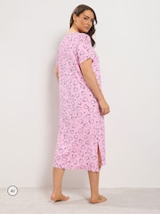 Yours Curve Pink Heart Print Midaxi Nightdresses 2 Pack - Image 3 of 9