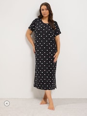 Yours Curve Pink Heart Print Midaxi Nightdresses 2 Pack - Image 5 of 9