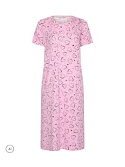 Yours Curve Pink Heart Print Midaxi Nightdresses 2 Pack - Image 6 of 9