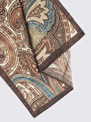 MOSS Brown & Orange Bottinelli Wool Paisley Pocket Square - Image 2 of 2