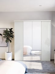 Wiemann Peyton White Glass and Mirror Semi Fitted 4 Door Wardrobe - Image 1 of 4