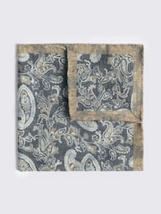 MOSS Charcoal Grey Bottinelli Wool Paisley Pocket Square - Image 1 of 2