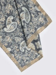MOSS Charcoal Grey Bottinelli Wool Paisley Pocket Square - Image 2 of 2