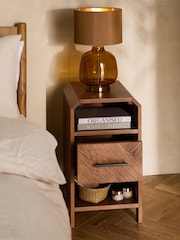 Dark Natural Ellis Oak Wood 1 Drawer Slim Bedside Table - Image 3 of 8