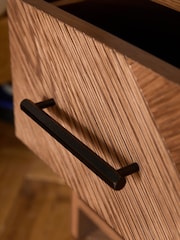 Dark Natural Ellis Oak Wood 1 Drawer Slim Bedside Table - Image 4 of 8
