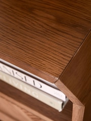 Dark Natural Ellis Oak Wood 1 Drawer Slim Bedside Table - Image 5 of 8