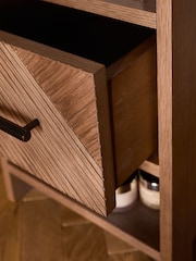 Dark Natural Ellis Oak Wood 1 Drawer Slim Bedside Table - Image 6 of 8