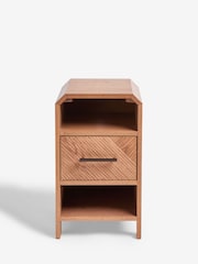 Dark Natural Ellis Oak Wood 1 Drawer Slim Bedside Table - Image 7 of 8