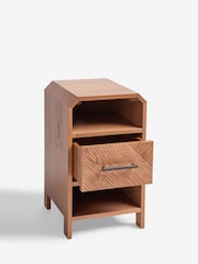 Dark Natural Ellis Oak Wood 1 Drawer Slim Bedside Table - Image 8 of 8