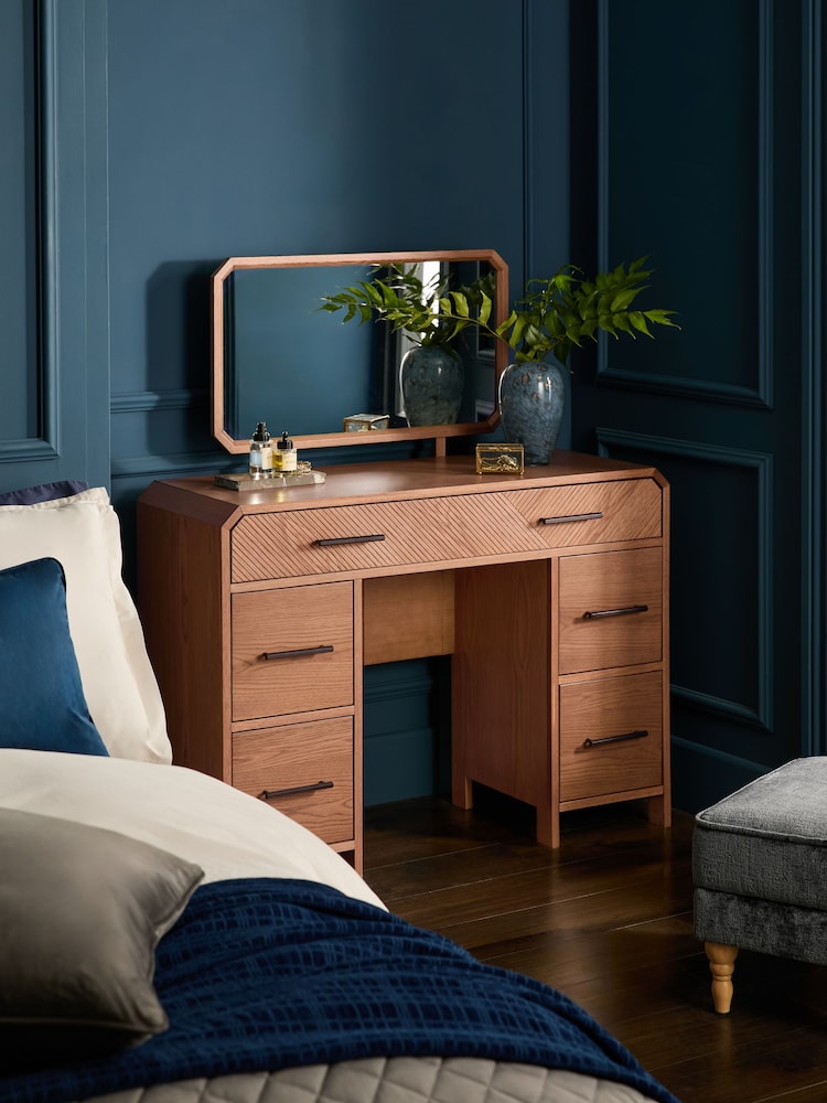 Dark Natural Ellis Oak Wood Console Dressing Table - Image 1 of 10