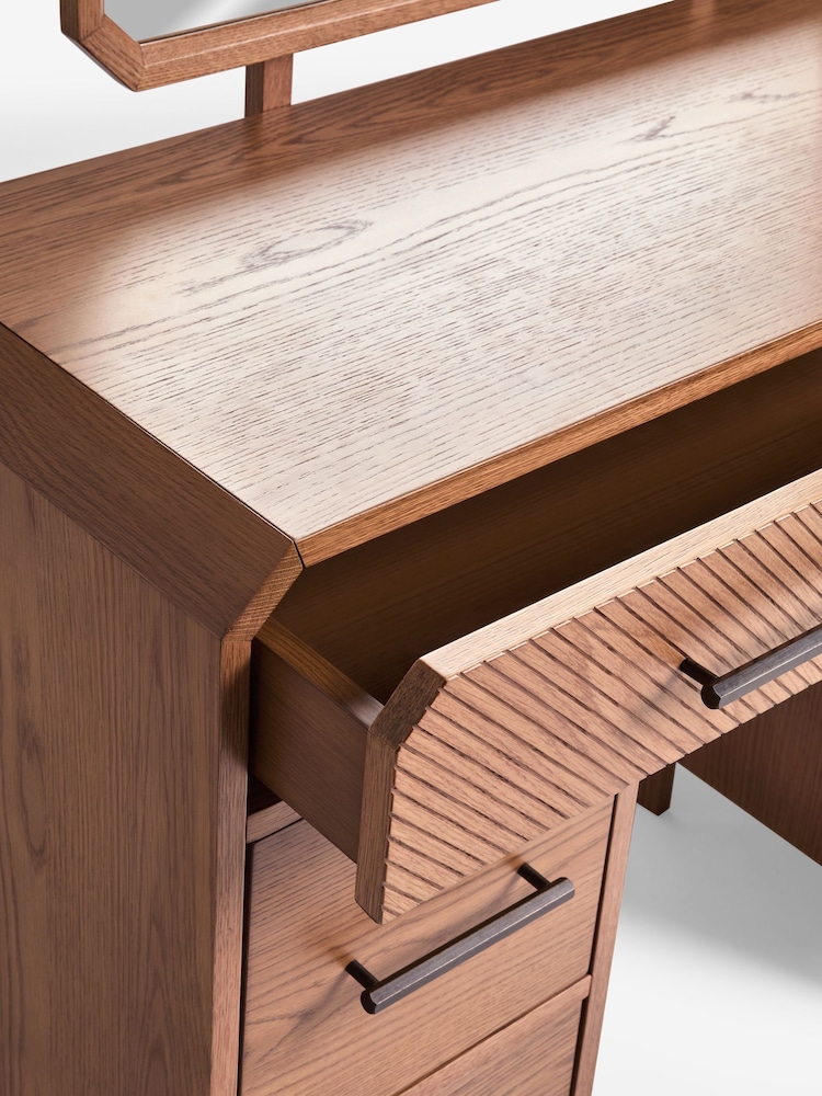 Dark Natural Ellis Oak Wood Console Dressing Table - Image 10 of 10