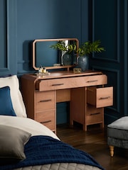 Dark Natural Ellis Oak Wood Console Dressing Table - Image 2 of 10