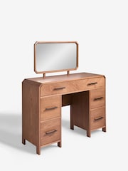 Dark Natural Ellis Oak Wood Console Dressing Table - Image 8 of 10