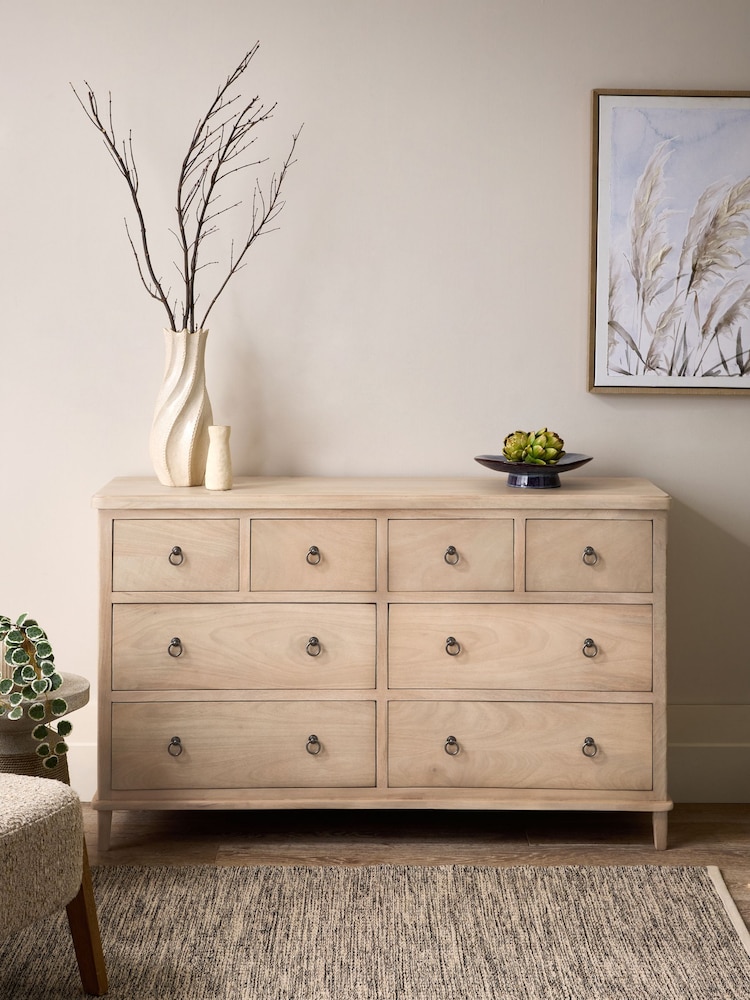 Light Natural Sadie Solid Mango Wood 8 Drawer Chest of Drawers - Image 1 of 9