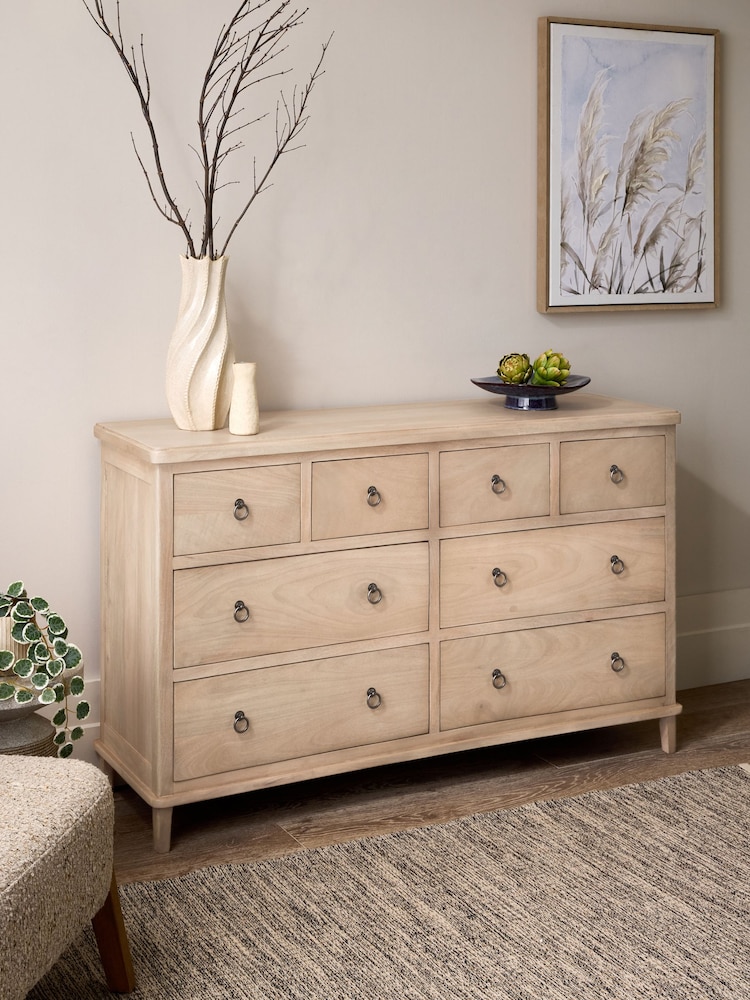 Light Natural Sadie Solid Mango Wood 8 Drawer Chest of Drawers - Image 2 of 9