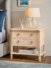 Light Natural Sadie Solid Mango Wood 2 Drawer Wide Bedside Table - Image 2 of 8