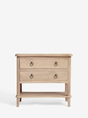 Light Natural Sadie Solid Mango Wood 2 Drawer Wide Bedside Table - Image 4 of 8