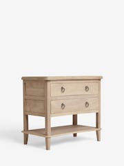 Light Natural Sadie Solid Mango Wood 2 Drawer Wide Bedside Table - Image 5 of 8