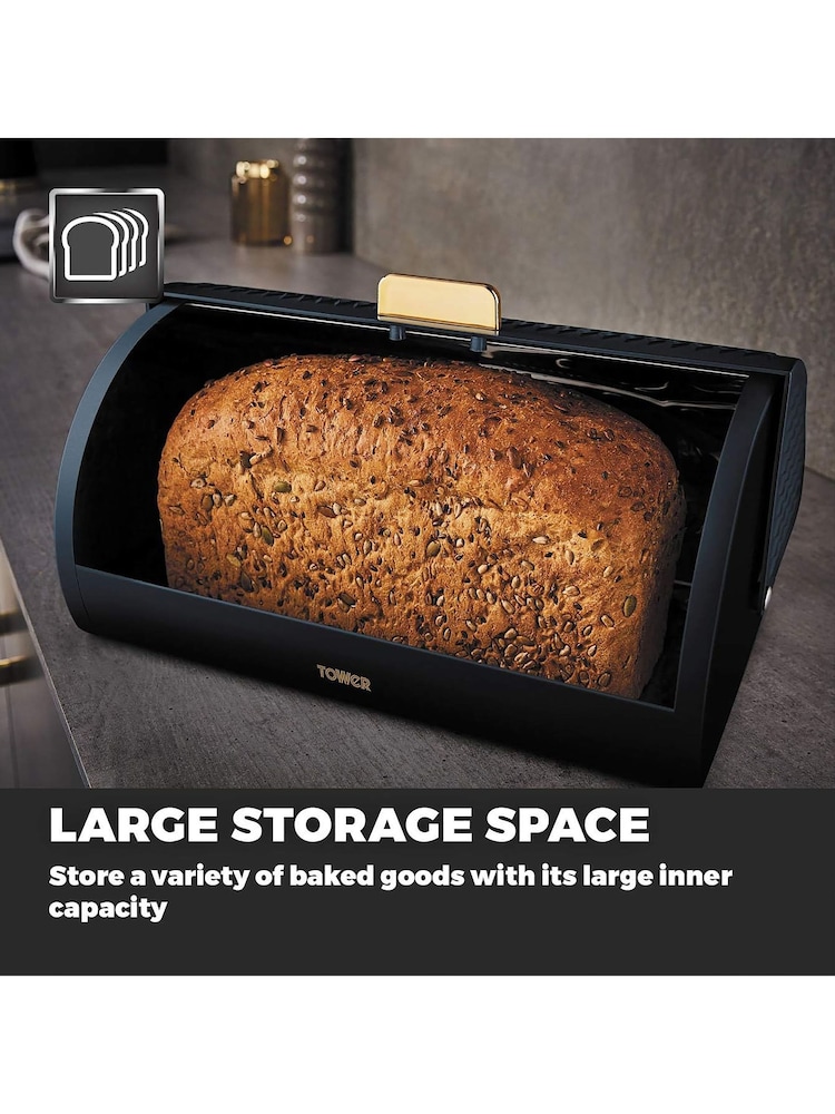 Tower Blue Empire Roll Top Bread Bin - Image 5 of 5