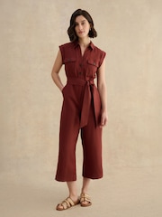Hobbs Syrup Brown Spencer Linen Jumpsuit - Image 1 of 4