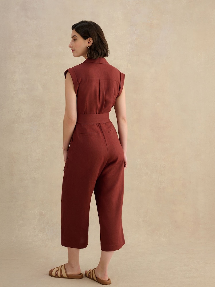 Hobbs Syrup Brown Spencer Linen Jumpsuit - Image 2 of 4