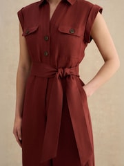 Hobbs Syrup Brown Spencer Linen Jumpsuit - Image 3 of 4