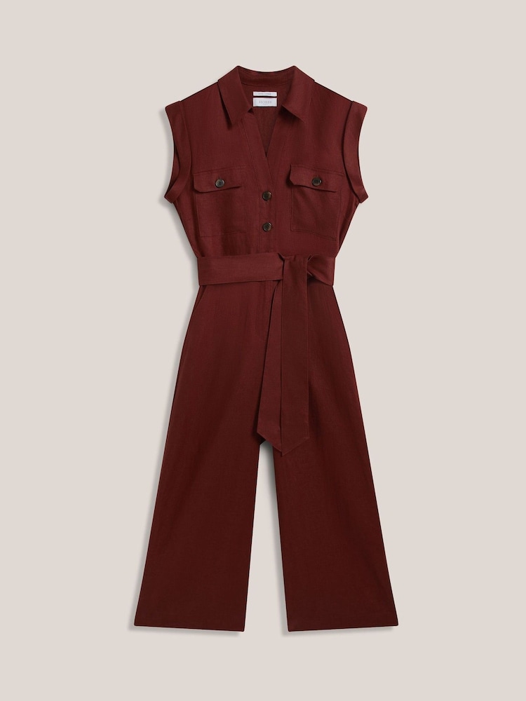 Hobbs Syrup Brown Spencer Linen Jumpsuit - Image 4 of 4