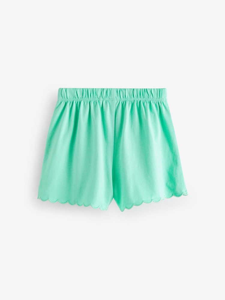 Pink/Green 3 Pack Cotton Scallop Edge Shorts (3mths-7yrs) - Image 2 of 3