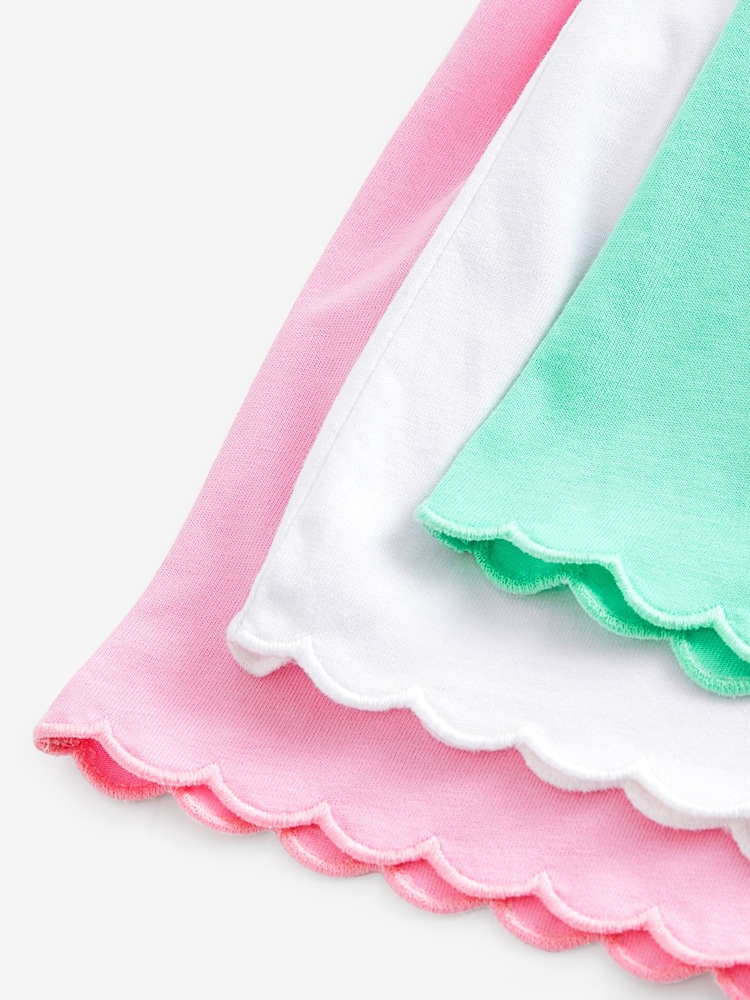 Pink/Green 3 Pack Cotton Scallop Edge Shorts (3mths-7yrs) - Image 3 of 3