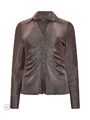 Marrón - Camisa de punto con brillo de Star by Julien MacDonald - Imagen 5 de 6