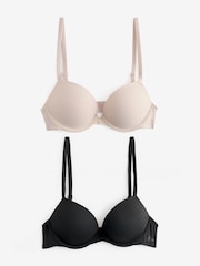 Victoria's Secret Pink Marzipan Nude/Black Super Push Up 2 Pack Bra - Image 1 of 8