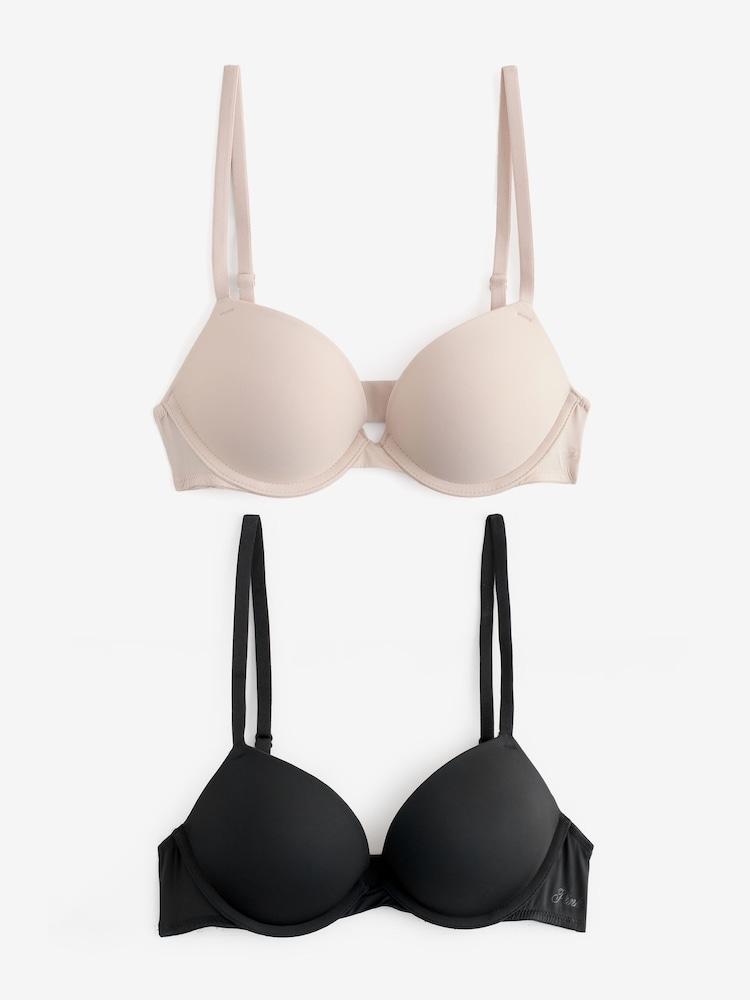 Victoria's Secret Pink Marzipan Nude/Black Super Push Up 2 Pack Bra - Image 1 of 8