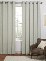 Sage Green Fine Bouclé Eyelet Lined Curtains - Image 1 of 5