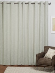 Sage Green Fine Bouclé Eyelet Lined Curtains - Image 2 of 5