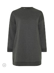 Yours Curve Grey Cotton Blend Sweatshirt Dress - Image 5 of 6