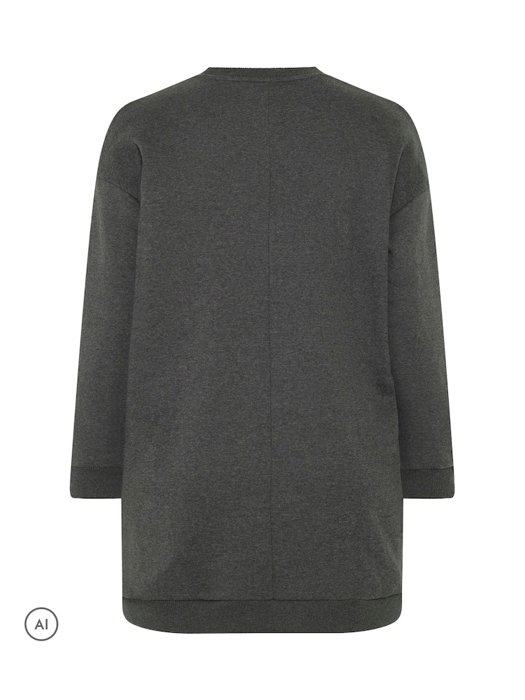 Yours Curve Grey Cotton Blend Sweatshirt Dress - Image 6 of 6 Yours Curve Grey Cotton Blend Sweatshirt Dress - Image 6 of 6