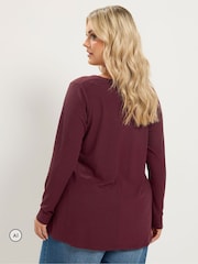 Yours Curve Red Henley Swing Top - Image 3 of 6